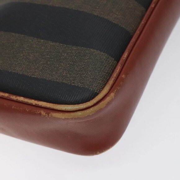 FENDI Pecan Canvas Shoulder Bag Brown Black Auth - Picture 4 of 16